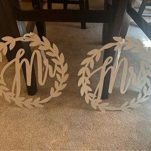 Mr & Mrs hanging chair signs
